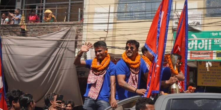 नेपाली राष्ट्रिय क्रिकेट टोलीलाई सम्मानसहित विराटनगर परिक्रमा 