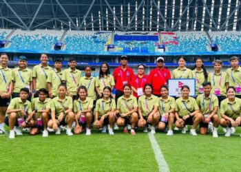 एसियाडमा भियतनामसँग खेल्दै  नेपाल