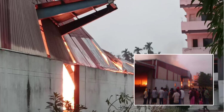 झापाको भगवती प्लाइ उद्योगमा भीषण आगलागी, १० वटा दमकल प्रयाेग गर्दा पनि नियन्त्रण भएन आगो