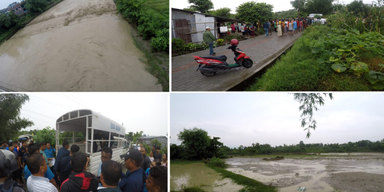 बुढीखोलामा आएको बाढीले सुन्दरहरैचाका एकै परिवारका पाचँ जनालाई बगायो